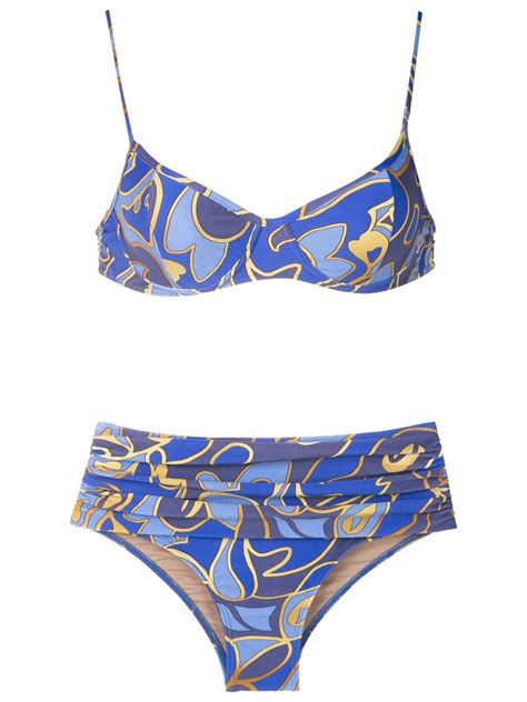 Lygia Nanny Bikini Mit Grafischem Print Blau Farfetch De