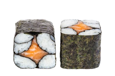 Sake Maki Sushi Hecho Fácil Dos Rollos Capturados En Un Blanco Png Dibujos Japón Rompe Sushi