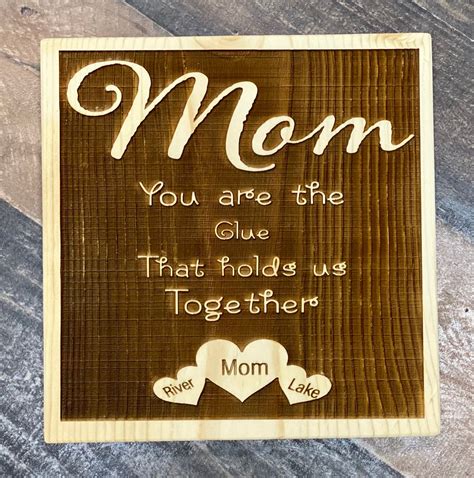 Mothers Day Wooden Laser Engraved Customized Plaque Etsy