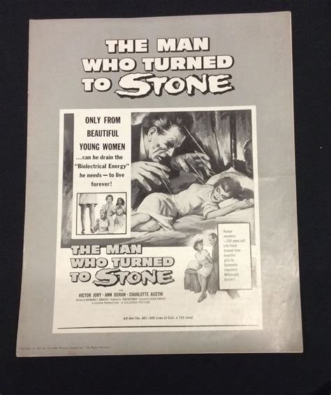 Original 1957 The Man Who Turned To Stone Horror Movie Pressbook