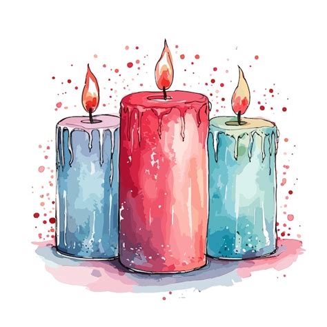 Premium Vector Watercolor Candles Pack Colorful Birthday Candle