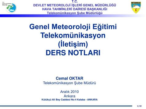 PPT Genel Meteoroloji Eğitimi Telekomünikasyon İletişim DERS