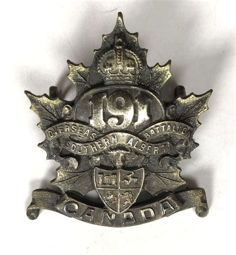 191st Bn Southern Alberta Cef Ww1 Officers Cap Badge By Black