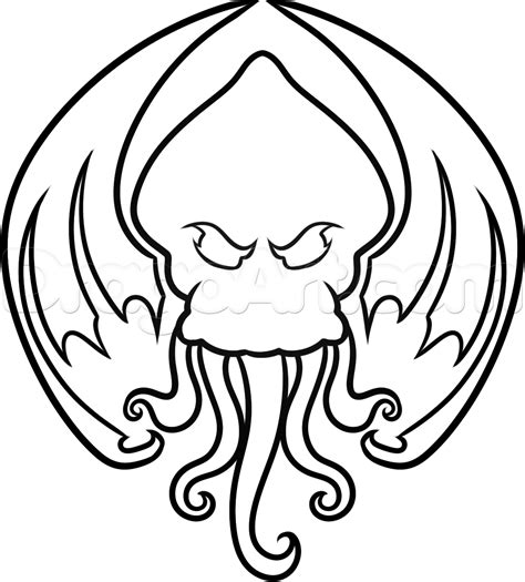 How to Draw Cthulhu, Cthulhu Tattoo, Step by Step, Creatures, Monsters, FREE Online Drawing ...