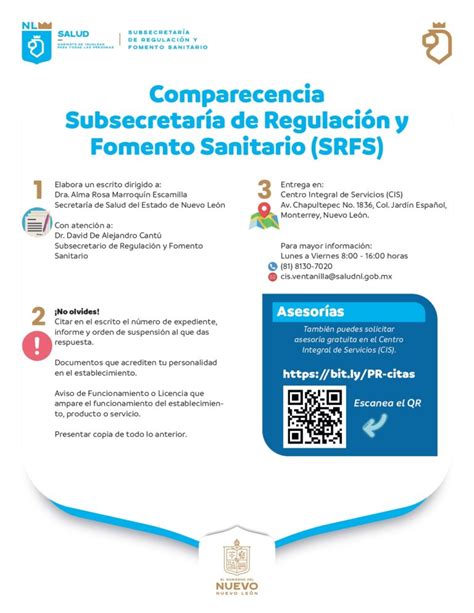 Guía de comparecencia SRFS Secretaría de Salud del Estado de Nuevo León