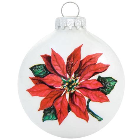 Poinsettia Legend White Glass Ornament Christmas Ornaments Hand