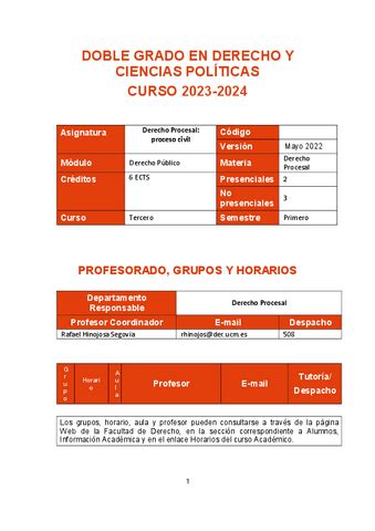 GUIA DOCENTE Derecho Procesal Proceso Civil Pdf