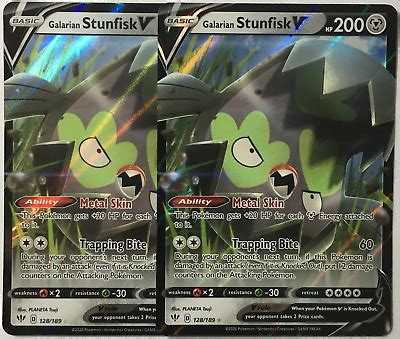 Pokemon X Galarian Stunfisk V Darkness Ablaze Ultra Rare Holo