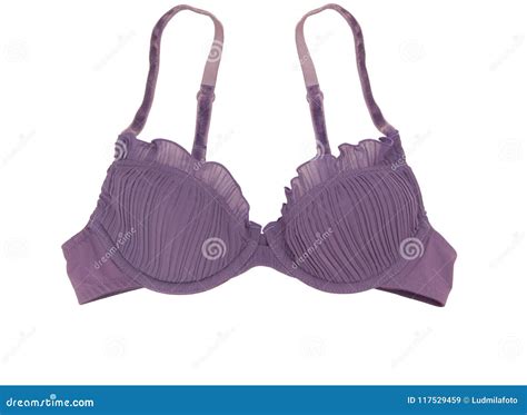 Lilac Bra Isolated Brassiere On White Background Female Underwear