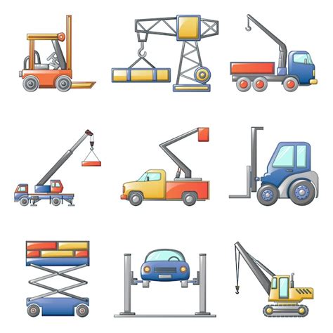 Premium Vector Lifting Machine Icons Set