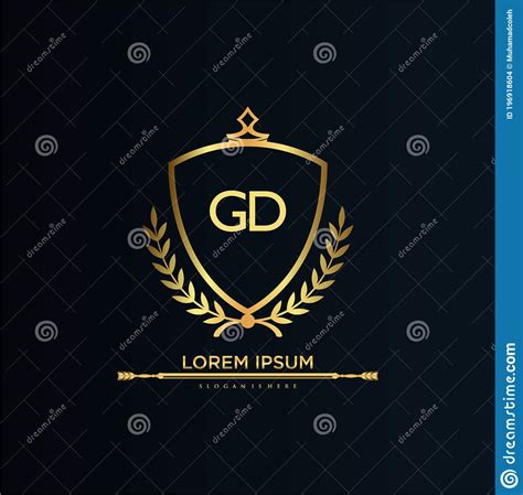 Gd Letter Initial With Royal Templateelegant With Crown Logo Vector