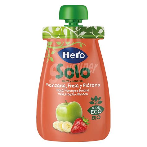 Hero Baby Solo Bolsita De Fruta Manzana Plátano Y Fresa A Partir De