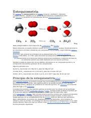 Estequiometría docx Estequiometría En química la estequiometría del