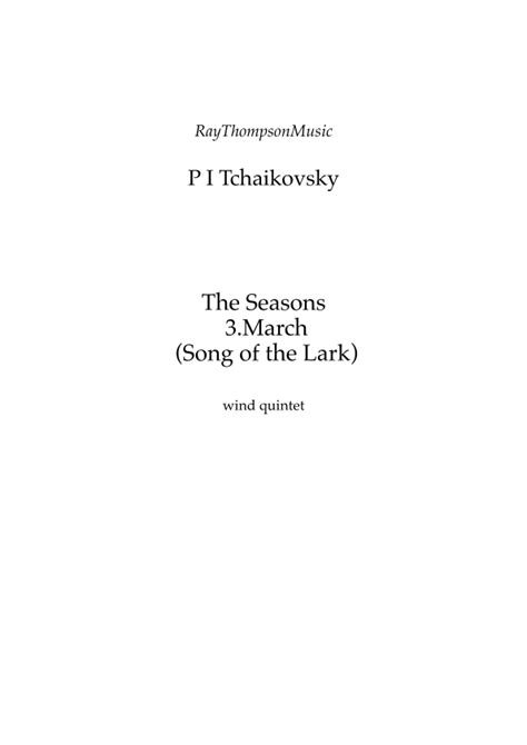 Tchaikovsky The Seasons Op 37a No 3 March Song Of The Lark Wind