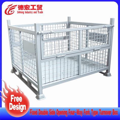 Heavy Duty Stackable Fordable Metal Box Material Rack Turnover Box