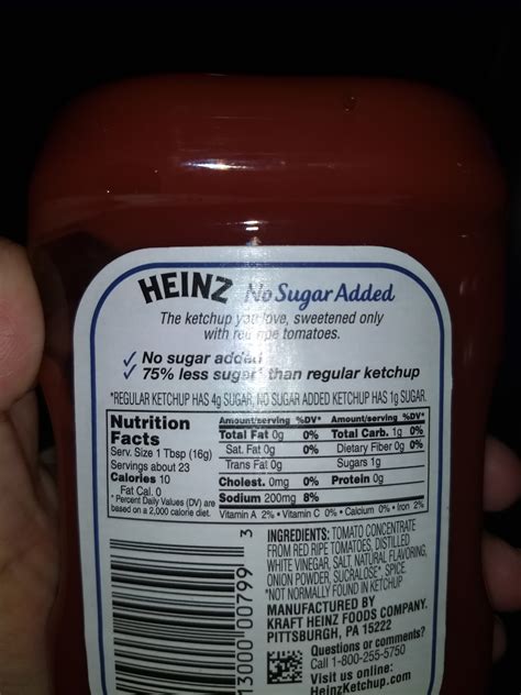 Heinz Sugar Free Ketchup Nutrition Facts - Nutrition Ftempo