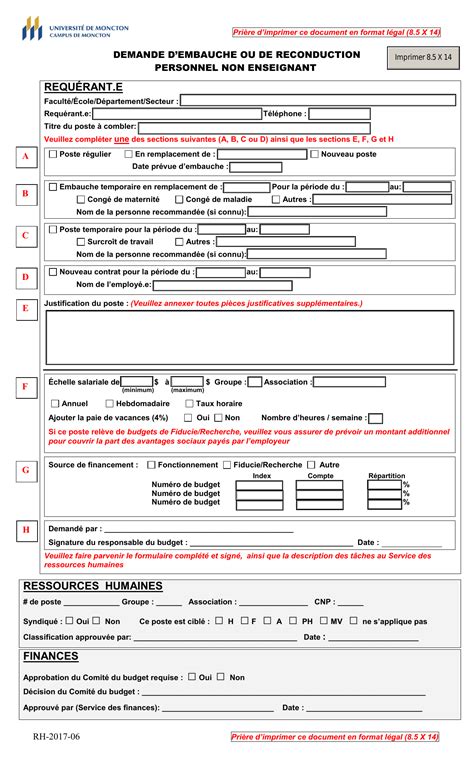 Formulaire Demande D Embauche Ou De Reconduction Personnel Non Hot