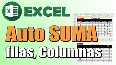 Como Sumar Filas Y Columnas En Excel Autosuma En Excel Youtube