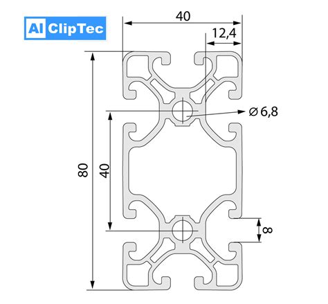 Aluprofil AlClipTec 40x40 SUPERLEICHT Nut 8 Bis 2m Aluboerse