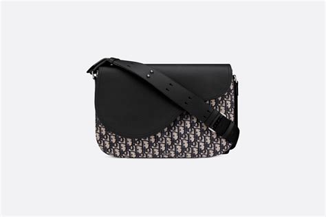 Saddle Messenger Bag Beige And Black Dior Oblique Jacquard And Black