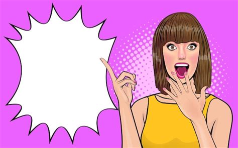 Premium Vector Shocked Woman With Amazed Face And Open Mouth Wow In