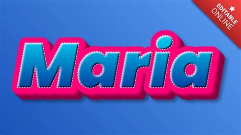 María Pink Blue 3d Text Effect Generator