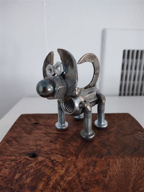 Metal Dog Husky Pup Personalized Metal Welded Sculpture Nuts And Bolts