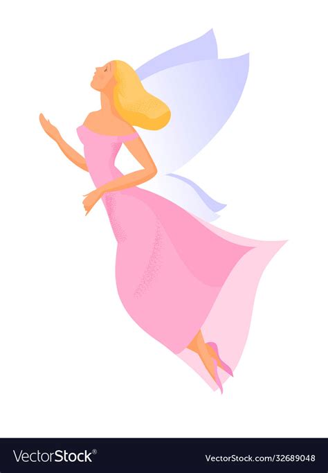 Hand drawn flying girl with wings Royalty Free Vector Image