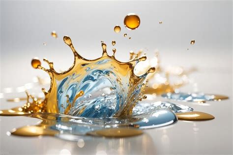 Premium AI Image Splash Of Liquid With Drops On Blank Whie Background