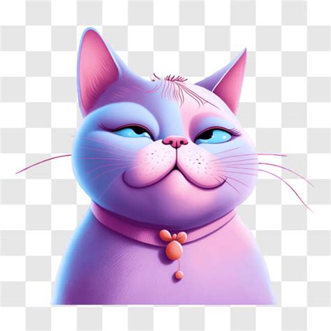 Baixe Adorável Gato Rosa e Roxo Olhos Azuis PNG Creative Fabrica