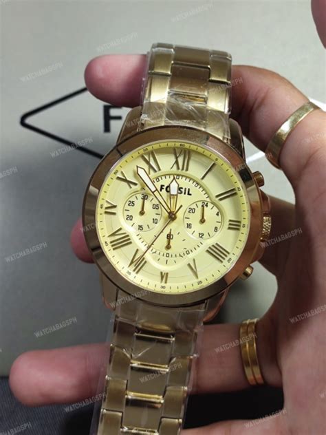 Original Fossil Fs4814 Grant Champagne Dial Chronograph Watch 44mm On Carousell