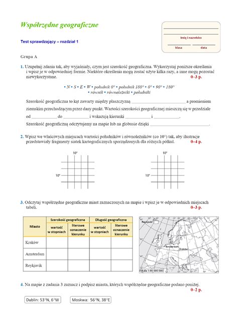 Sprawdzian Z Geografii Klasa 6 Dział 1 PDF Download PDFSeva