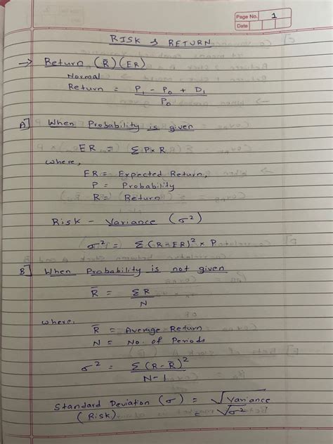 06 - Risk & Return Formula's - MT | PDF