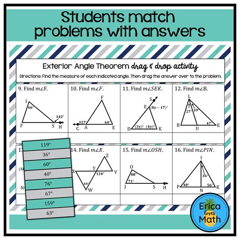 Triangle Angle Theorems Digital Activity Drag Drop Classful