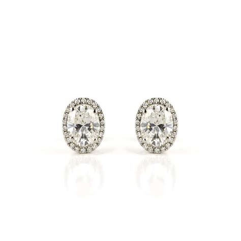 K White Gold Oval Cut Diamond Earrings Ct D Vvs Rich Diamonds