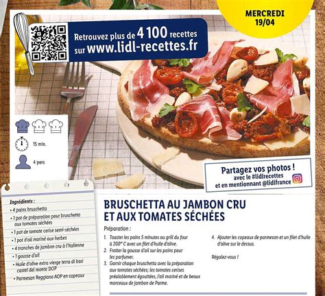 Promo Bruschetta Au Jambon Cru Et Aux Tomates S Ch Es Chez Lidl