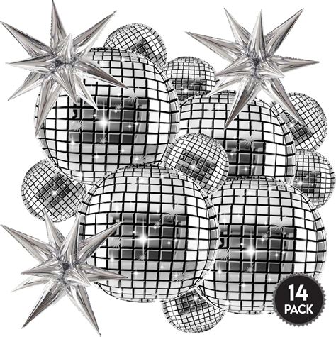 Amazon.com: Inflatable Disco Ball Balloons Pack of 14 - 22” Silver Mylar Foil Disco Party