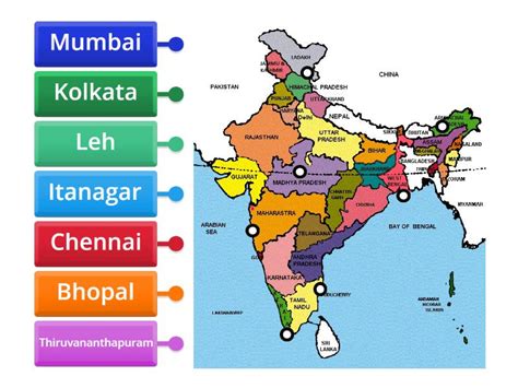 states  capital  india labelled diagram