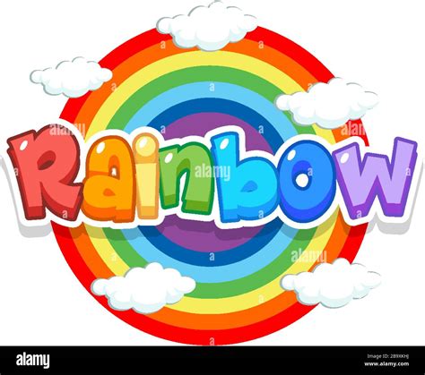 Font Design For Word Rainbow With Rainbow In The Sky Background