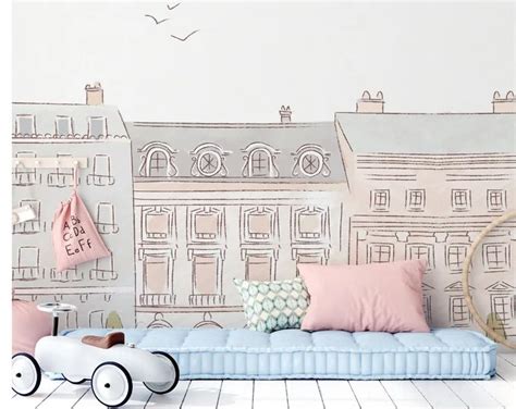 Paris street wallpaper - Etsy | Nursery mural, Street mural, Paris ...