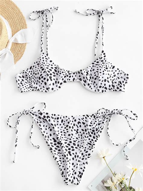 36 OFF 2020 ZAFUL Dalmatians Dot Snake Print Underwire Balconette