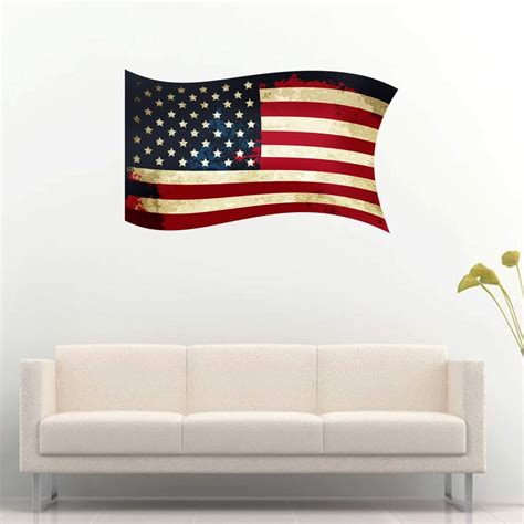 American Flag Decal Patriotic Wall Art Vintage American - Etsy