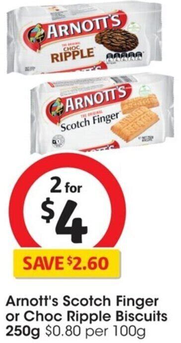 Arnott S Scotch Finger Or Choc Ripple Biscuits G Offer At Coles