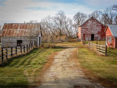 Farmers Lane Fall Red Barn Photo Country Decor Wall Art Old Barn