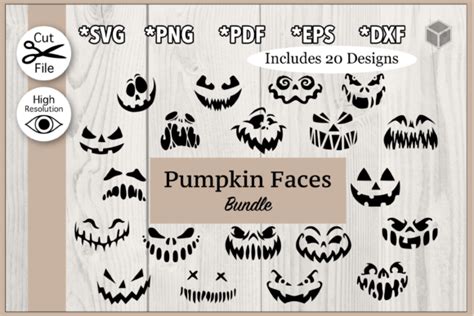 Pumpkin Faces Silhouette Bundle Graphic by TDFcrafty · Creative Fabrica