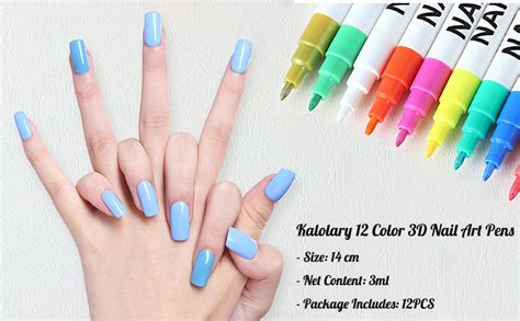 12 Color 3D Nail Art Pens Set Kalolary Nail Point Graffiti Dotting Pen