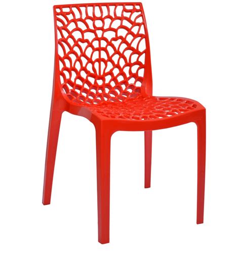 Buy Web Set Of 2 Plastic Cafeteria Chairs In Red Colour By Supreme