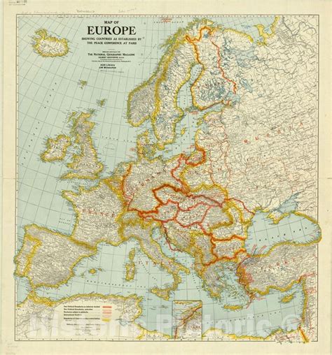 Map : Europe 1920, Map of Europe showing countries as established by the Peace Conference at ...