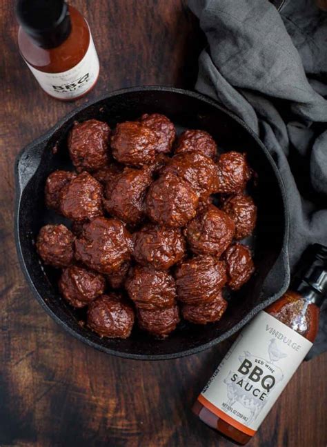 BBQ Meatballs with Red Wine BBQ Sauce - Vindulge