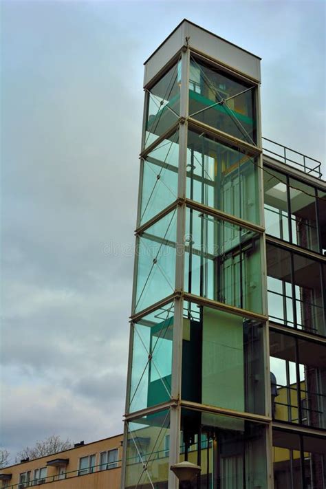 Architecture Glass Elevator Shaft Stock Image Image Of Elevate Blue 64105011